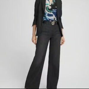 CHICOS HIGH RISE SO SLIMMING WIDE LEG JEANS BLACK GRAY NEW $119 12/ 2